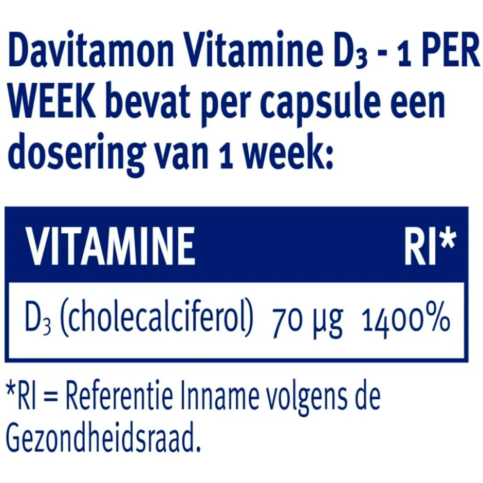 Davitamon Vitamine D3 1 Per Week Capsules< Botten En Spieren|Vitamines