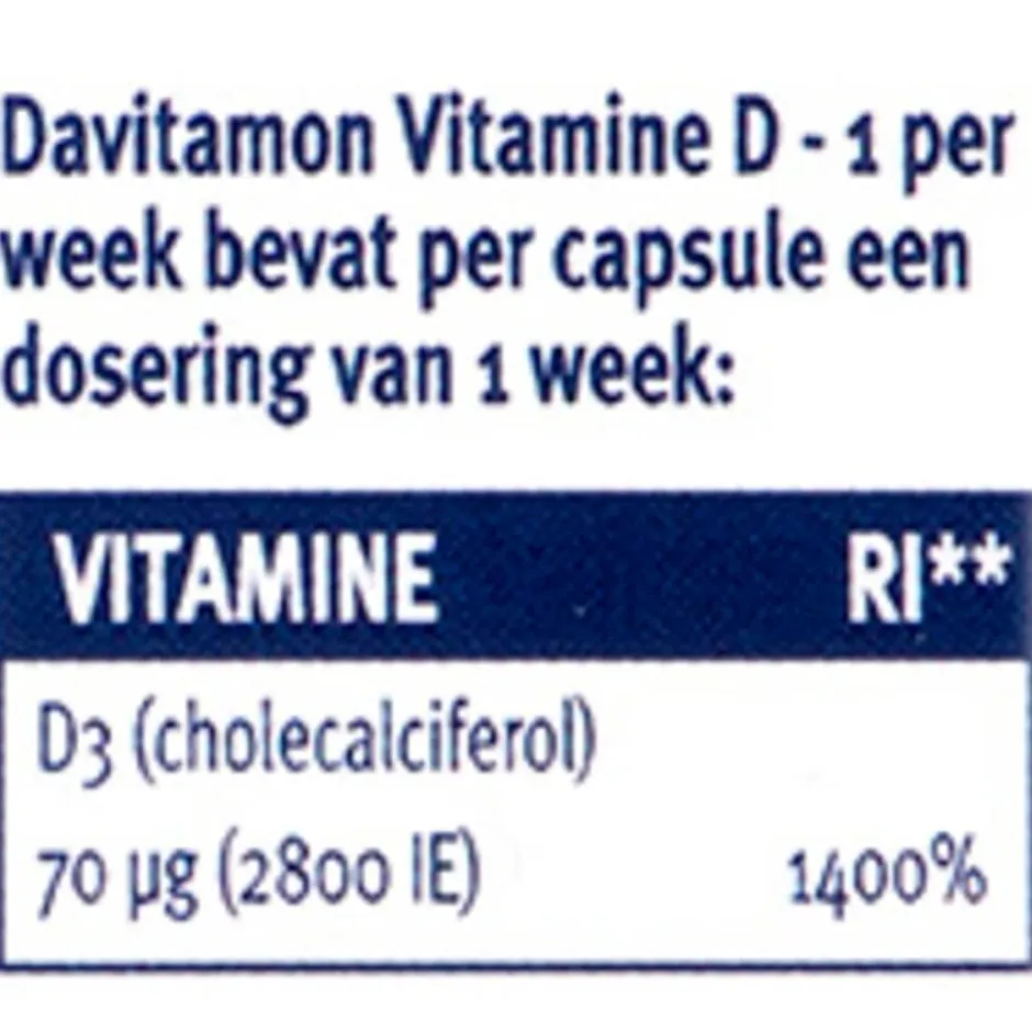 Davitamon Vitamine D3 1 Per Week Capsules< Botten En Spieren|Vitamines