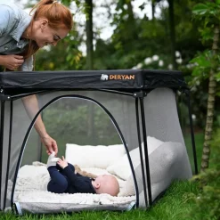 Mooiys Deryan Draagbare Kinderbox Zwart Vaste matrasbodem Reisbox campingbedje< Campingbedjes