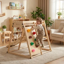 Deryan Luxe Houten Speelklimrek Met Glijbaan Klimwand En Accessoires| Hot