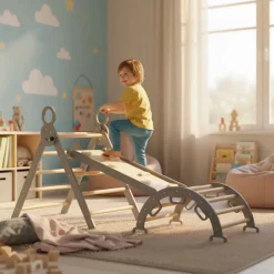 Deryan Luxe Opvouwbare Driehoek Met Klimboog En Glijbaan Montessori Speelgym| Best
