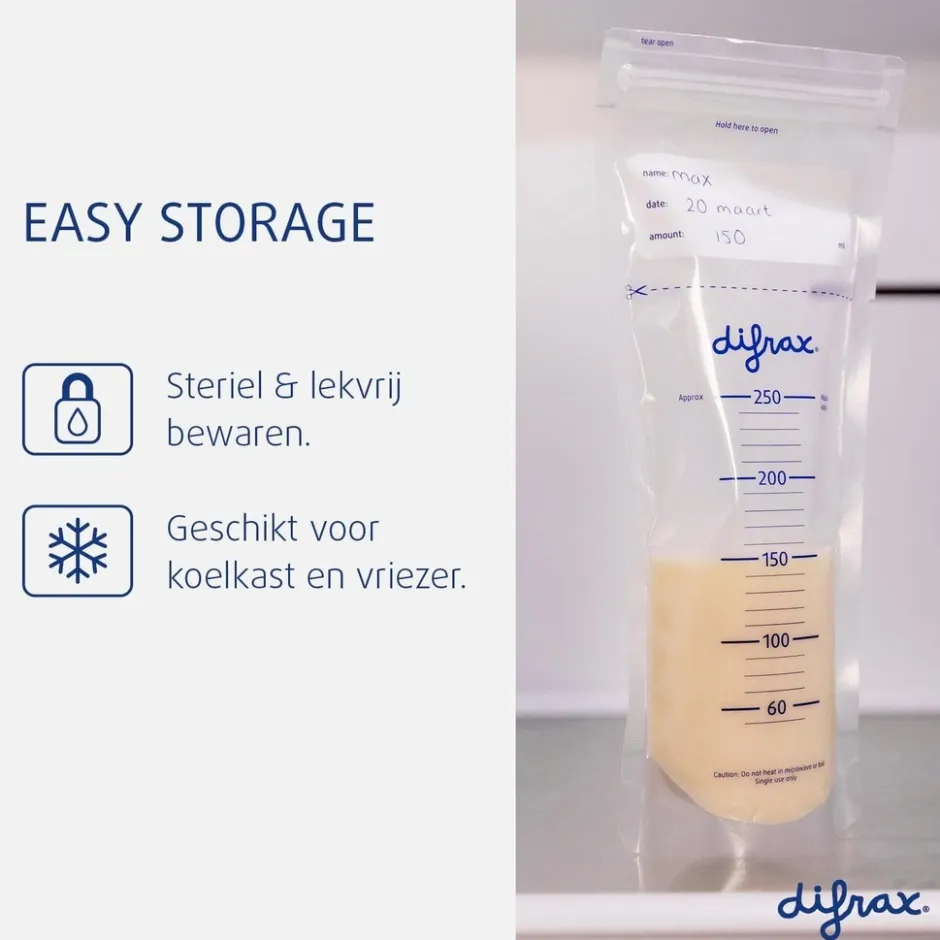 Difrax Moedermelk bewaarzakjes - 40 stuks< Borstvoedingsaccessoires