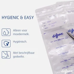 Difrax Moedermelk bewaarzakjes - 80 stuks< Borstvoedingsaccessoires