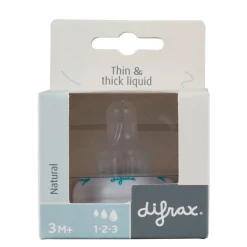 Difrax Natural 1-2-3 3+M Doseerring en Flessenspeen< Fopspenen