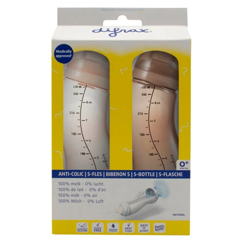 Natural 0+M S-Fles 2-Pak|Difrax New