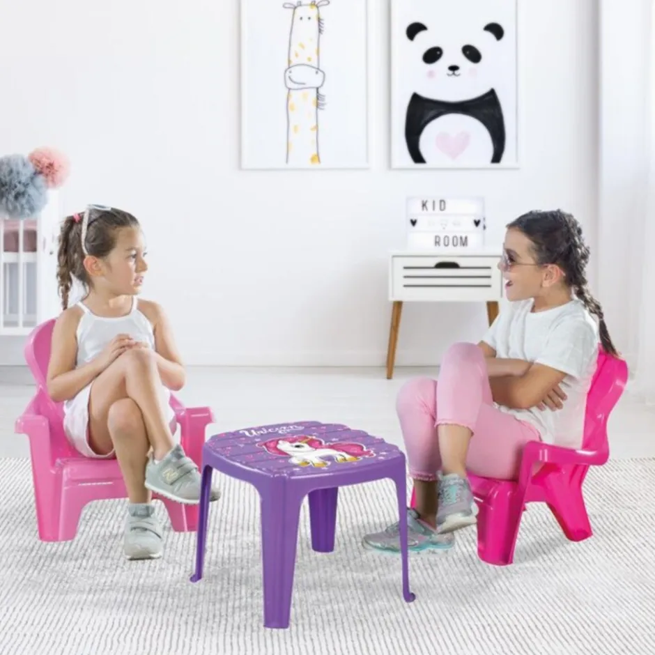 Dolu Unicorn tafel en stoelen< Verrassend Speelgoedvoordeel