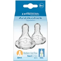 Dr. Brown's Fase 3 6+M Flesspenen voor Smalle Halsfles< Flessenspenen