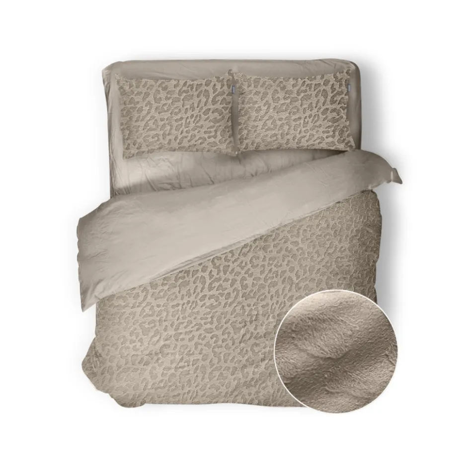 Eleganzzz Dekbedovertrek Micro Mink Leopard - royal sand 200x200/220cm| Discount