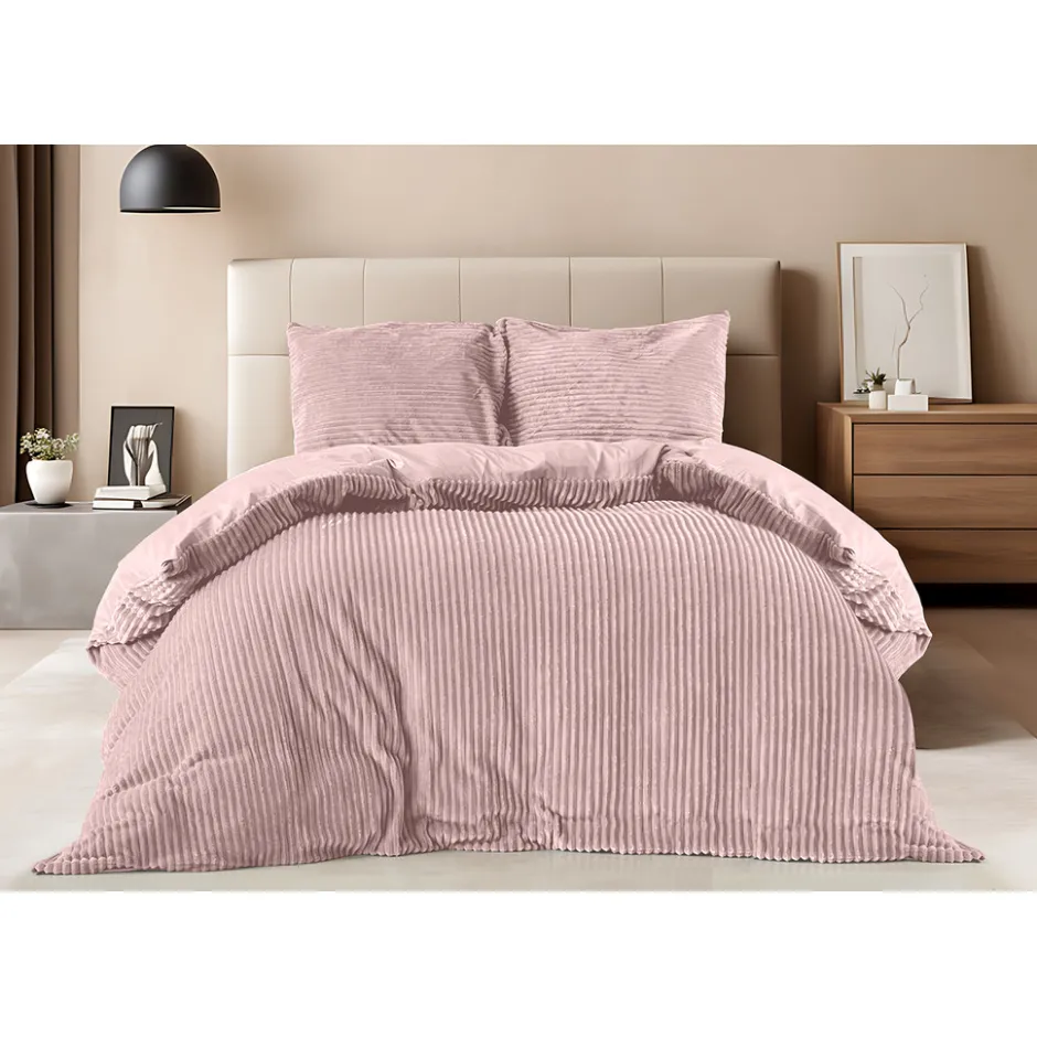 Eleganzzz Dekbedovertrek Teddy Rib Fleece - light pink 140x200/220cm| New