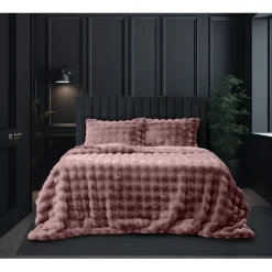 Eleganzzz Dekbedovertrek Shiny Bubble Pom Pom Flanel Fleece - old rose 200x200/220cm| Online