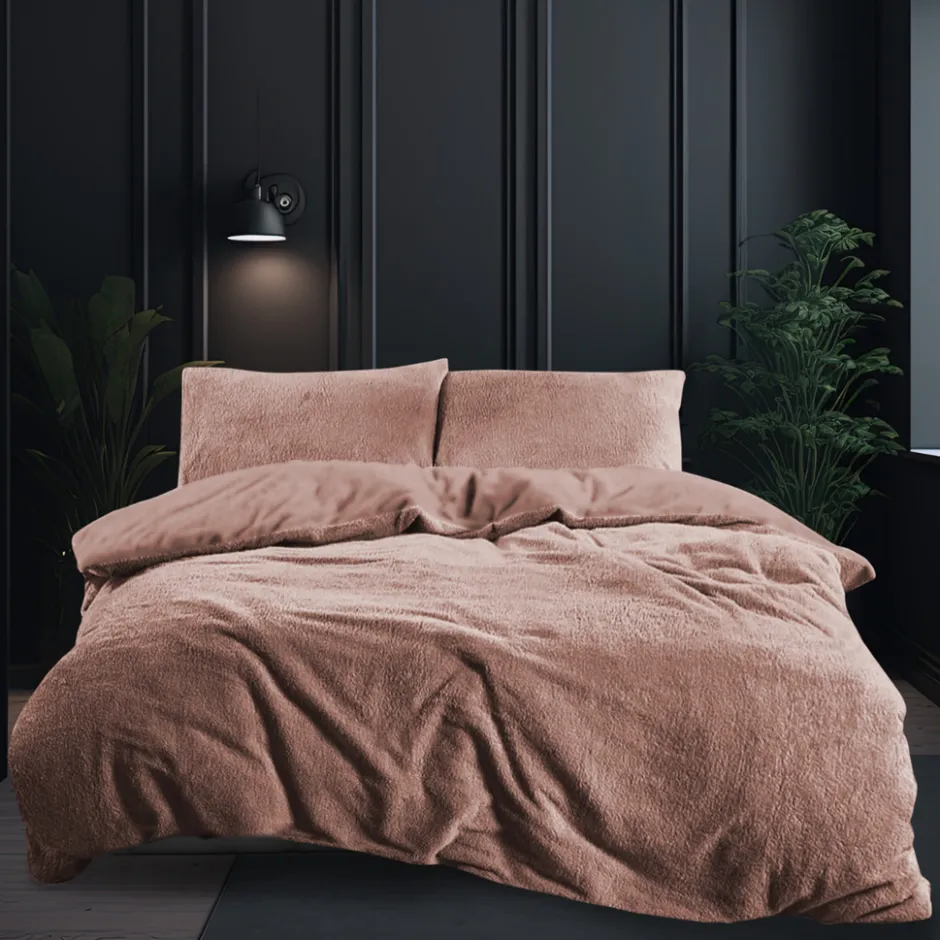 Eleganzzz Dekbedovertrek Teddy Pluche - light pink 140x200/220cm| Outlet