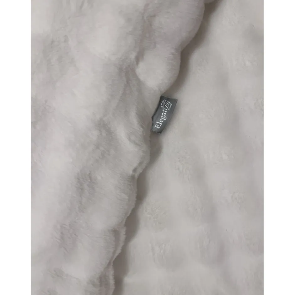 Eleganzzz Dekbedovertrek Bubble Pom Pom Rabbit Fur - off white 240x200/220cm< Slapen