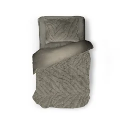 Eleganzzz Dekbedovertrek Jacquard Rabbit Fur - taupe grey 140x200/220cm| Discount
