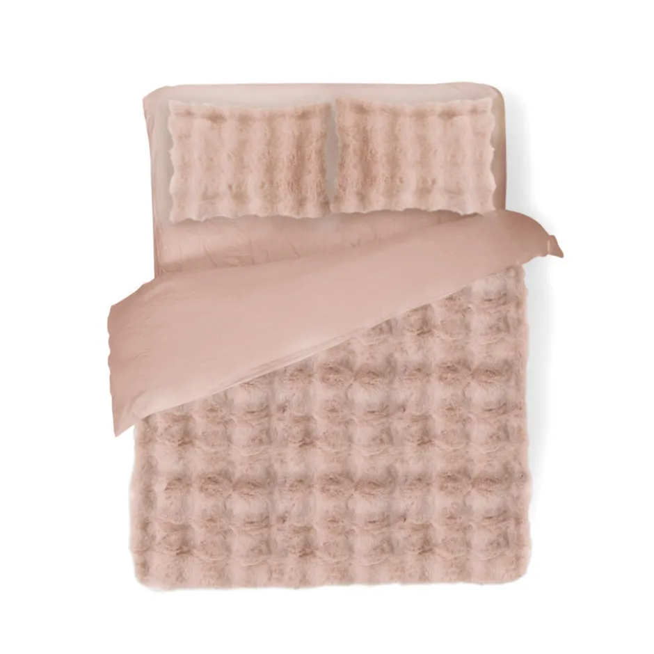 Eleganzzz Dekbedovertrek Bubble Pom Pom Rabbit Fur - pink 240x200/220cm| Discount