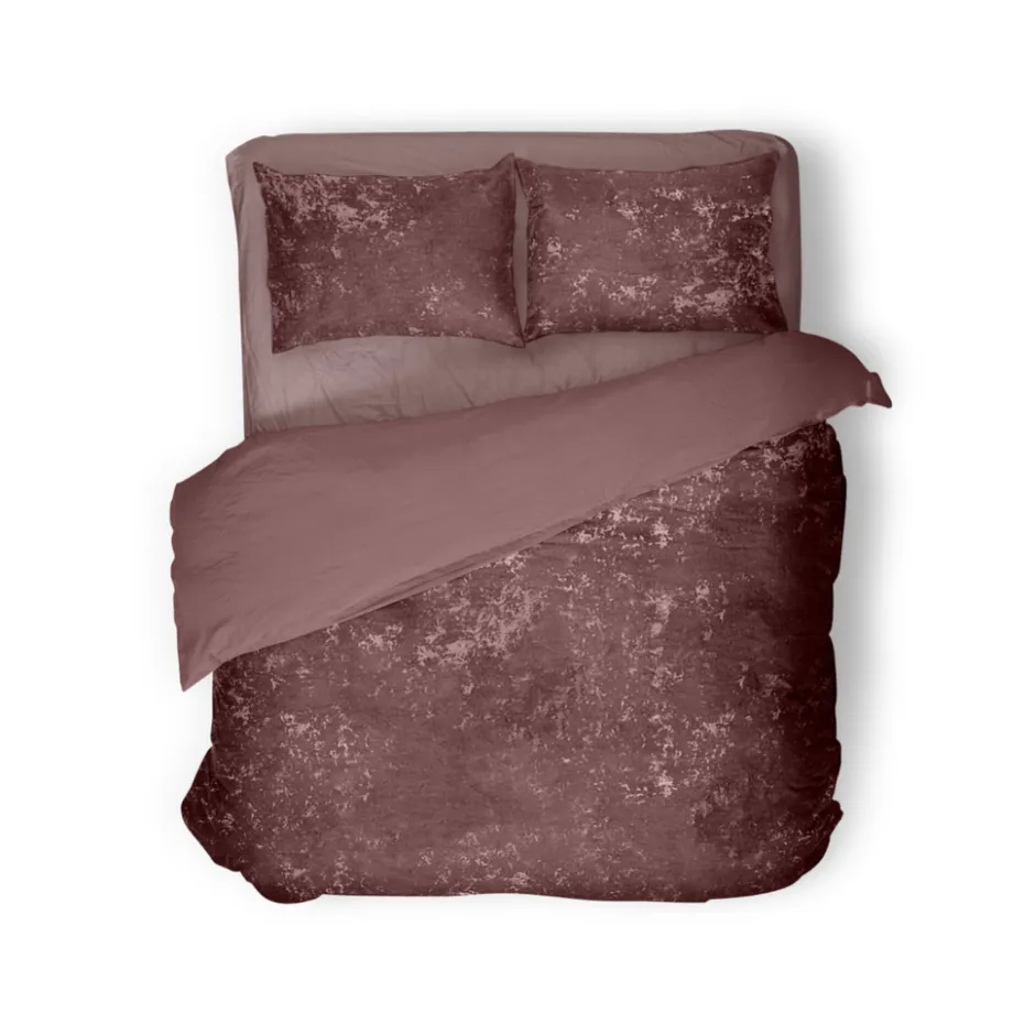 Eleganzzz Dekbedovertrek Crushed Velvet - rose 200x200/220cm< Slapen