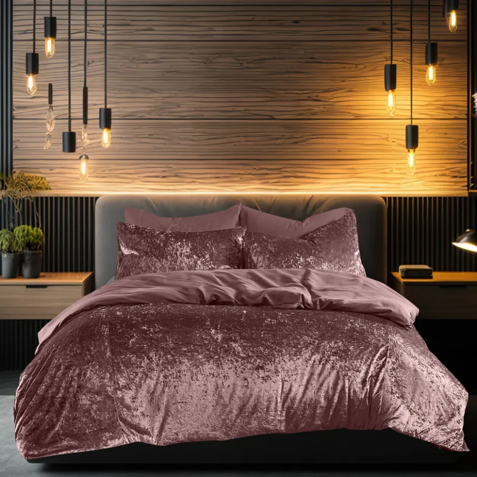 Eleganzzz Dekbedovertrek Crushed Velvet - rose 200x200/220cm< Slapen
