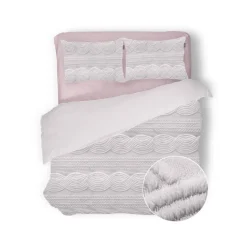 Eleganzzz Dekbedovertrek Jacquard Teddy Pluche - baby pink 200x200/220cm|