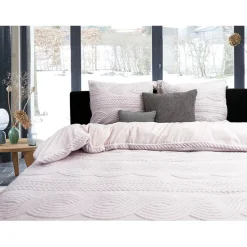 Eleganzzz Dekbedovertrek Jacquard Teddy Pluche - baby pink 200x200/220cm|