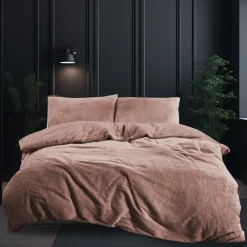 Eleganzzz Dekbedovertrek Teddy Pluche - light pink 200x200/220cm< Slapen