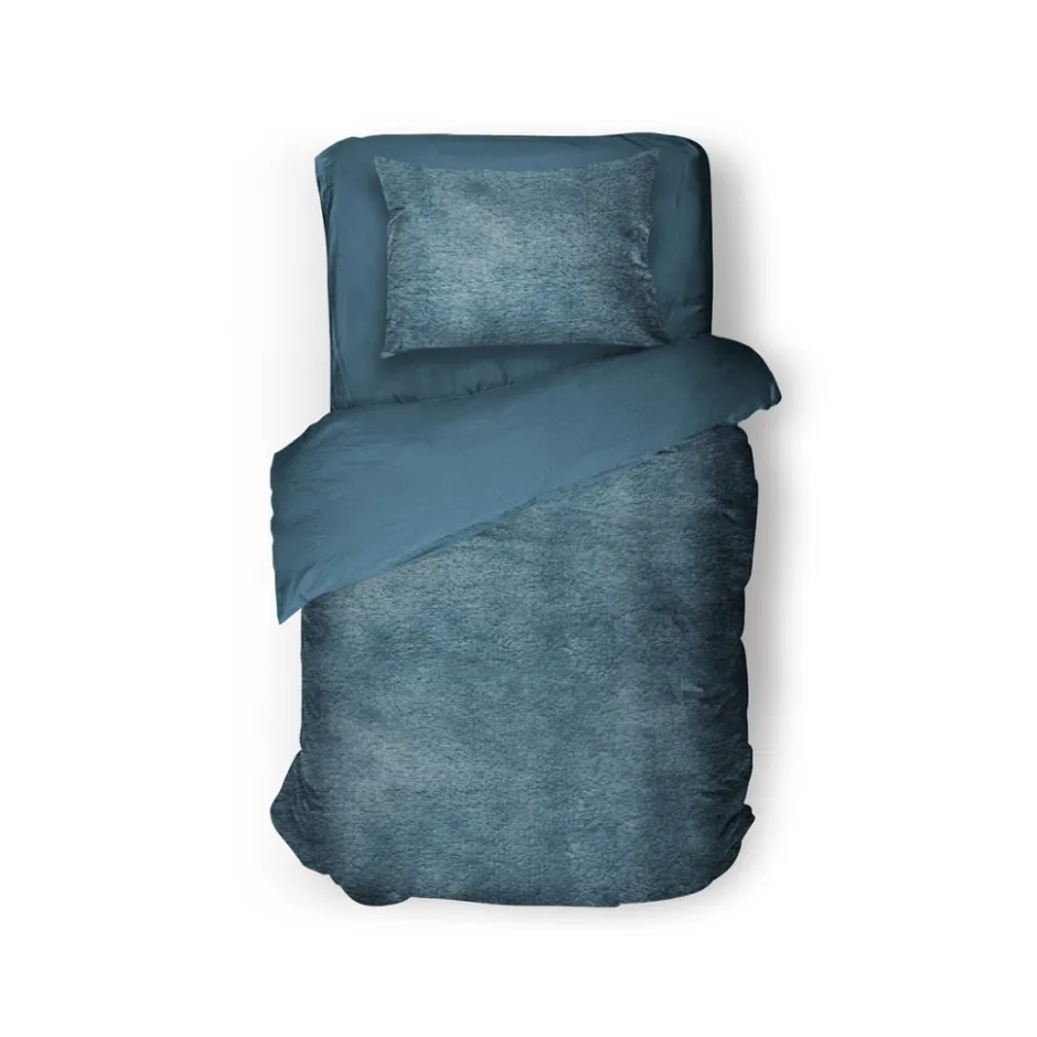 Eleganzzz Dekbedovertrek Flanel Fleece - steel blue 140x200/220cm| Clearance