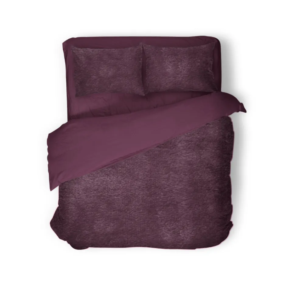 Eleganzzz Dekbedovertrek Flanel Fleece - bordeaux 240x200/220cm| Outlet