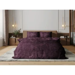 Eleganzzz Dekbedovertrek Flanel Fleece - bordeaux 240x200/220cm| Outlet