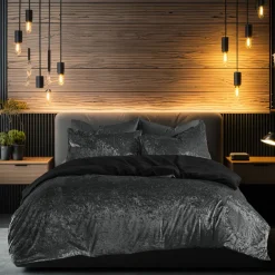 Eleganzzz Dekbedovertrek Crushed Velvet - black 140x200/220cm| Hot