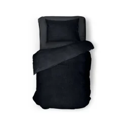Eleganzzz Dekbedovertrek Teddy Rib Fleece - black 140x200/220cm< Slapen