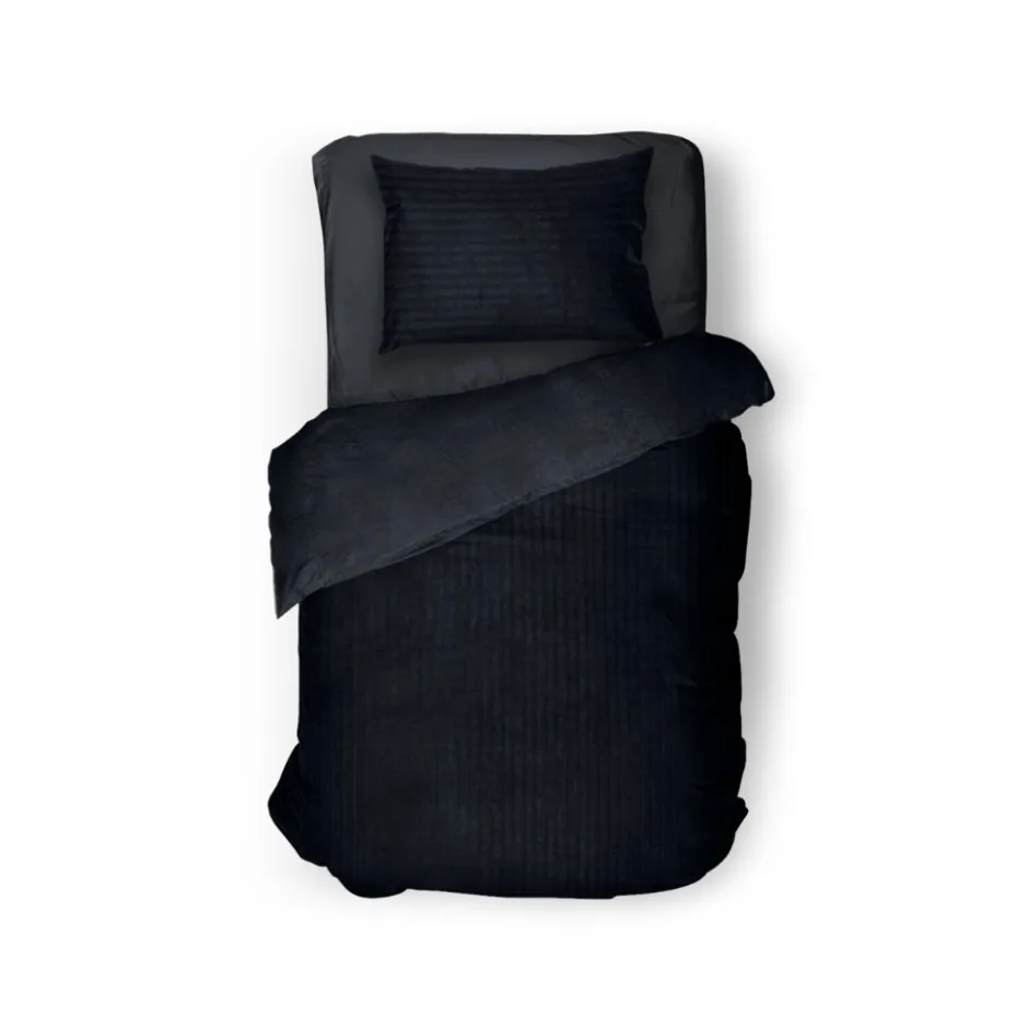Eleganzzz Dekbedovertrek Teddy Rib Fleece - black 140x200/220cm< Slapen
