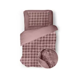 Eleganzzz Dekbedovertrek Shiny Bubble Pom Pom Flanel Fleece - old rose 140x200/220cm| Outlet