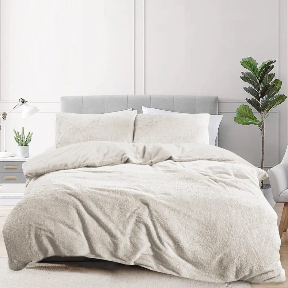 Eleganzzz Dekbedovertrek Teddy Pluche - off white 240x200/220cm| New