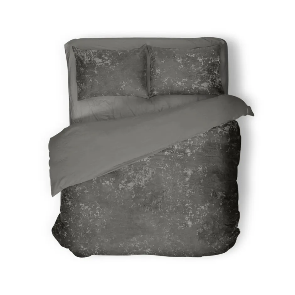 Eleganzzz Dekbedovertrek Crushed Velvet - dark grey 200x200/220cm< Slapen