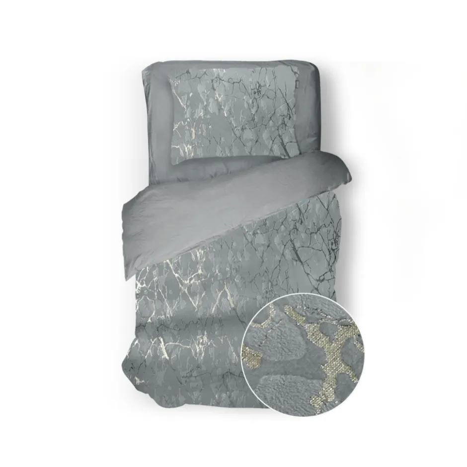 Eleganzzz Dekbedovertrek Marbel Foil Velvet - grey 140x200/220cm< Slapen