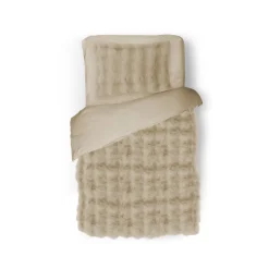 Eleganzzz Dekbedovertrek Bubble Pom Pom Rabbit Fur - sand 140x200/220cm| Sale