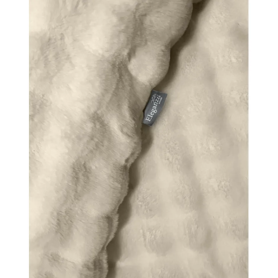 Eleganzzz Dekbedovertrek Bubble Pom Pom Rabbit Fur - sand 140x200/220cm| Sale