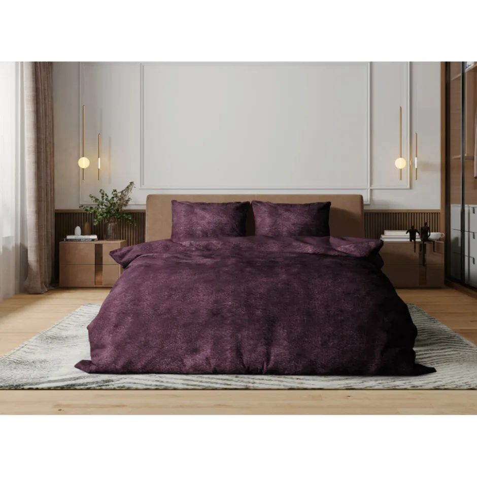 Eleganzzz Dekbedovertrek Flanel Fleece - bordeaux 140x200/220cm< Slapen