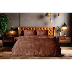 Eleganzzz Dekbedovertrek Flanel Fleece - rose brown 200x200/220cm| New
