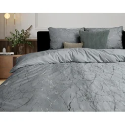 Eleganzzz Dekbedovertrek Marbel Foil Velvet - grey 200x200/220cm| Discount