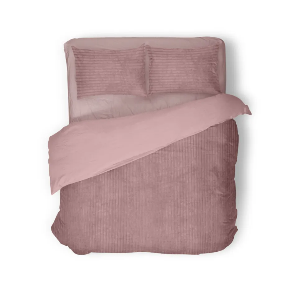 Eleganzzz Dekbedovertrek Teddy Rib Fleece - old rose 200x200/220cm| Discount