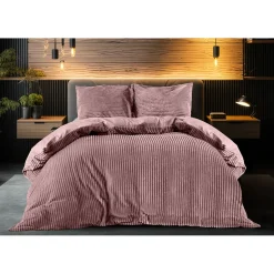 Eleganzzz Dekbedovertrek Teddy Rib Fleece - old rose 200x200/220cm| Discount