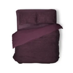 Eleganzzz Dekbedovertrek Teddy Pluche - bordeaux 200x200/220cm< Slapen