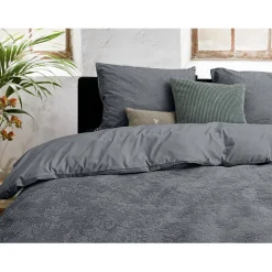 Eleganzzz Dekbedovertrek 3D Embossed Velvet Wave - dark grey 140x200/220cm< Slapen
