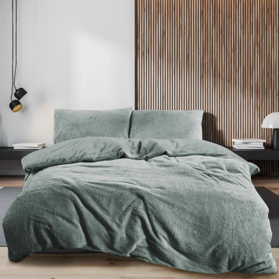 Eleganzzz Dekbedovertrek Teddy Pluche - jade 200x200/220cm| Best