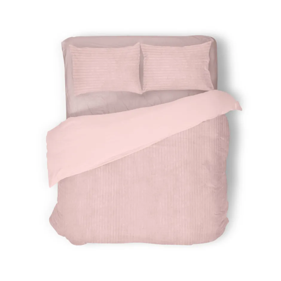 Eleganzzz Dekbedovertrek Teddy Rib Fleece - light pink 200x200/220cm< Slapen