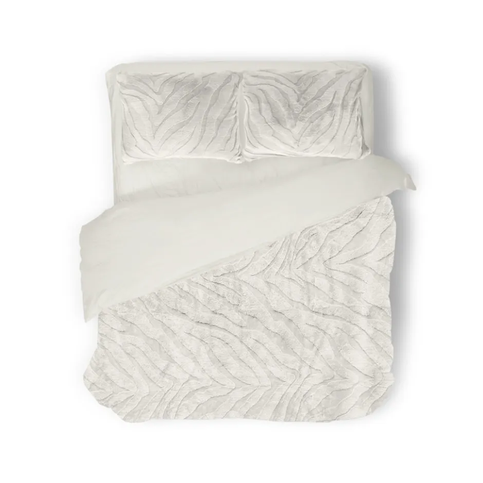 Eleganzzz Dekbedovertrek Jacquard Rabbit Fur - off white 240x200/220cm< Slapen