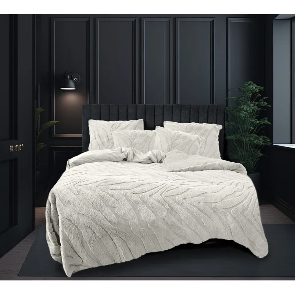 Eleganzzz Dekbedovertrek Jacquard Rabbit Fur - off white 240x200/220cm< Slapen