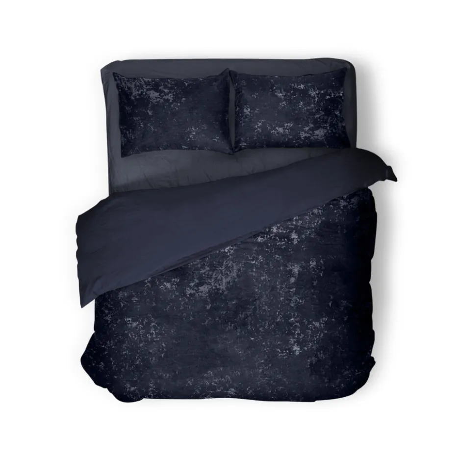 Eleganzzz Dekbedovertrek Crushed Velvet - royale blue 200x200/220cm| Sale