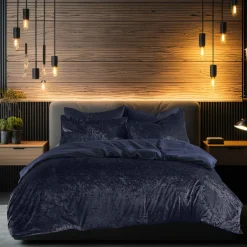 Eleganzzz Dekbedovertrek Crushed Velvet - royale blue 200x200/220cm| Sale