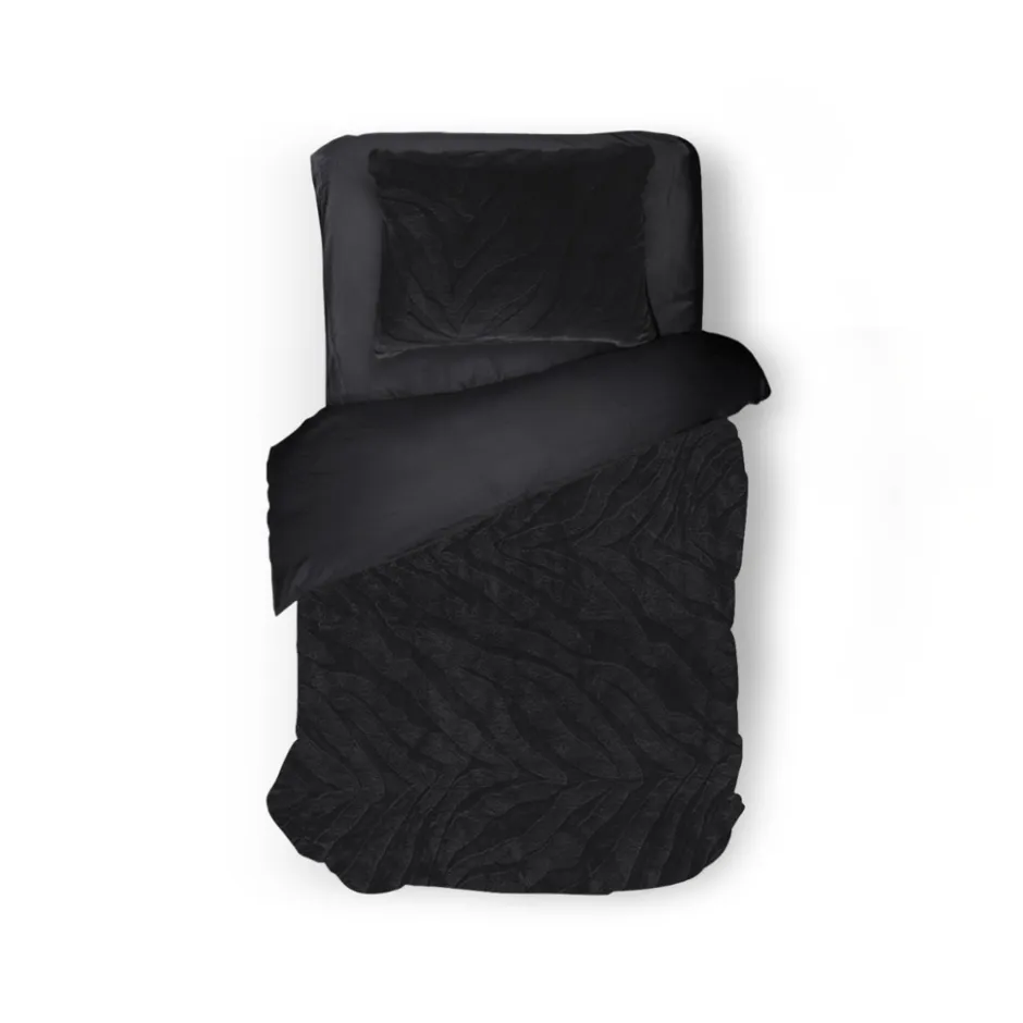 Eleganzzz Dekbedovertrek Jacquard Rabbit Fur - black 140x200/220cm| Outlet