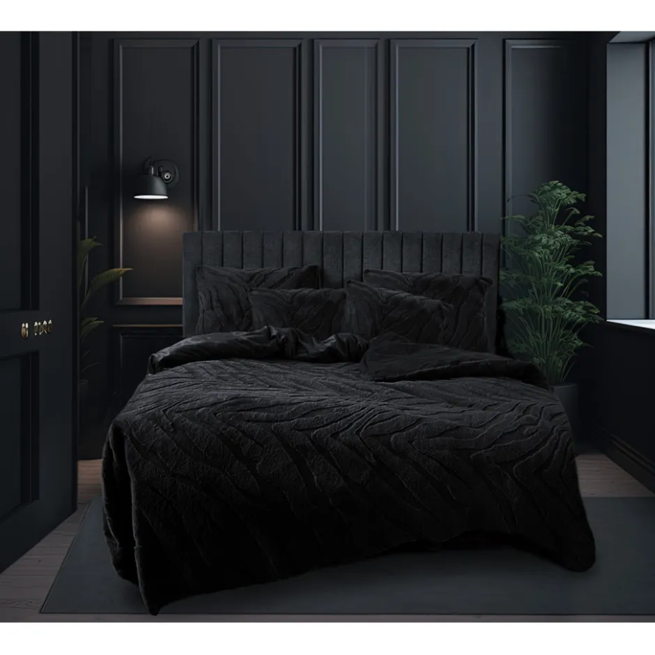Eleganzzz Dekbedovertrek Jacquard Rabbit Fur - black 140x200/220cm| Outlet